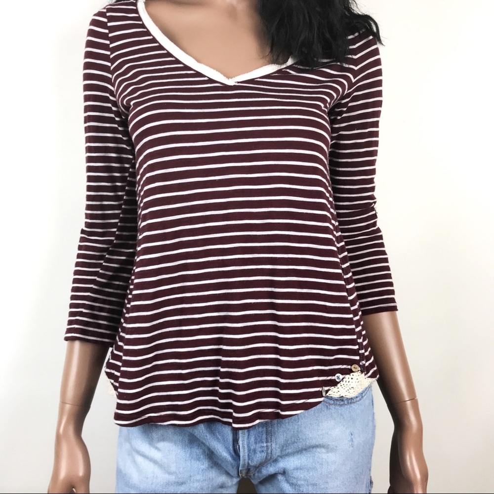 Meadow Rue Cassia Striped Lace Top